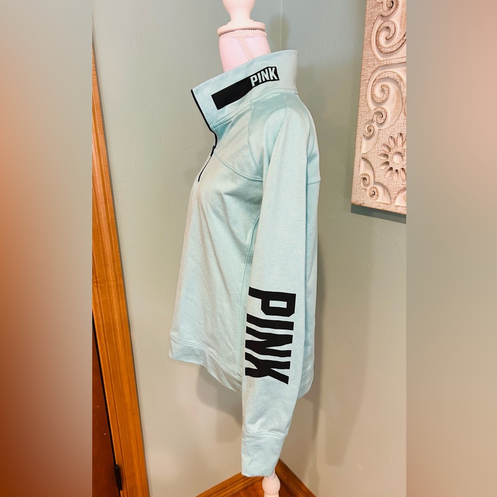 PINK Victoria's Secret turquoise and black quarter zip pullover
